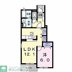 ヴィルヌーブ五番館 1LDKの間取図画像