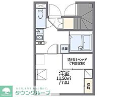 レオパレスフラッツイン 1Kの間取図画像
