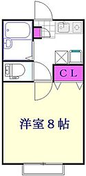 フィッリオドゥーエ 1Kの間取図画像