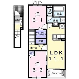 セレーノきよみ野 2LDKの間取図画像