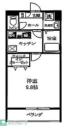 キャピタル蒲生 1Kの間取図画像