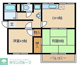 シティハイムせんげん台 2DKの間取図画像