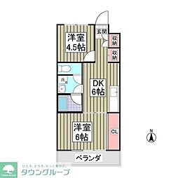 リバーサイド秀和 2DKの間取図画像