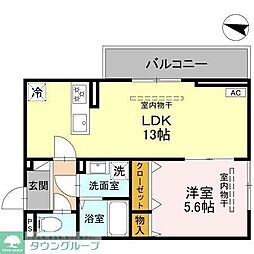越谷市蒲生茜町アパート 1LDKの間取図画像