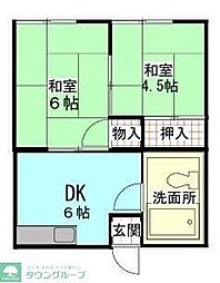 長栄マンション 2Kの間取図画像