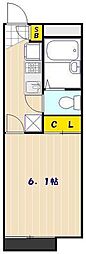 レオパレスミディーC 1Kの間取図画像