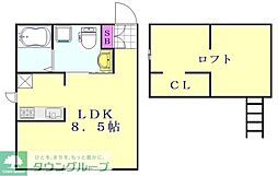 プリマクレビア ワンルームの間取図画像