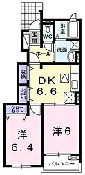 メゾンシャロームB 2DKの間取図画像