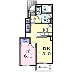 バーミィ2 1LDKの間取図画像