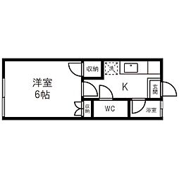 コーポ杉 1Kの間取図画像