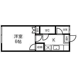 コーポ杉 1Kの間取図画像