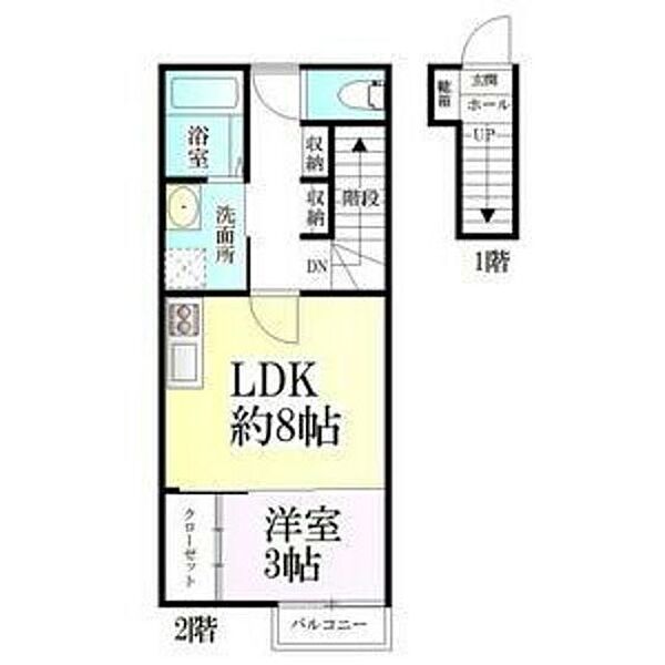 シルバーフォレスト ｜宮城県仙台市宮城野区清水沼1丁目(賃貸アパート1LDK・2階・34.30㎡)の写真 その2