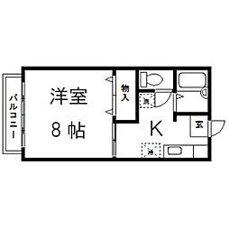 植木ハイツ6 1Kの間取図画像