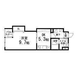 ゾンネモント子平町 1DKの間取図画像