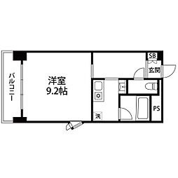 VIP仙台二日町ANNEX 6階1Kの間取り