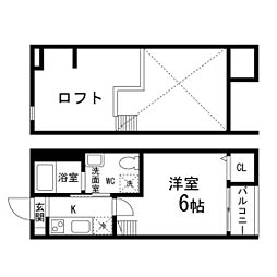 杜のアパートメントA 1Kの間取図画像