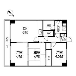 ダイアパレス五橋3コルティーレ 3DKの間取図画像