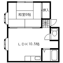 高秀ハイツ 1LDKの間取図画像