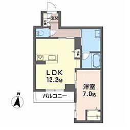 ベレオ・花京院 1LDKの間取図画像