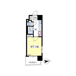 プレノ小田原弓ノ町 2階1Kの間取り