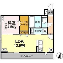 Abundant1 1LDKの間取図画像