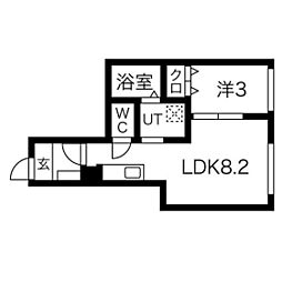 ブラン東照宮II 1LDKの間取図画像
