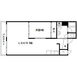オーロラビル 1LDKの間取図画像