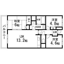 ラフィーヌ清水1 3LDKの間取図画像