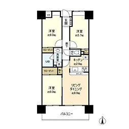 MFPRコート宮町 3LDKの間取図画像