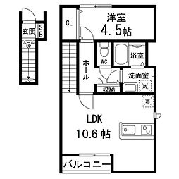 LiveA棟 1LDKの間取図画像