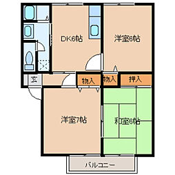 ロイヤルシャトー今泉B棟 3DKの間取図画像