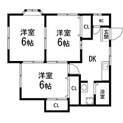第2柏木ハウス 3DKの間取図画像