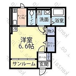 プログレ若林2 1Kの間取図画像
