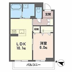 グランカーサ長町 1LDKの間取図画像