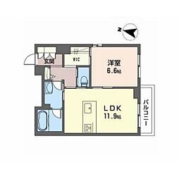 Granria西公園 1LDKの間取図画像