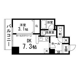カーサヴェルテ仙台西公園 1DKの間取図画像