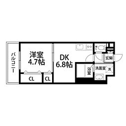 アスコット花京院 1DKの間取図画像