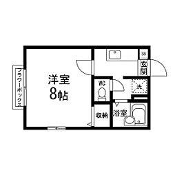 マノワール柏木 1Kの間取図画像
