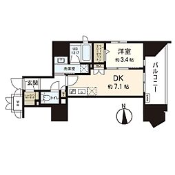 シーズンフラッツ仙台鉄砲町 1DKの間取図画像