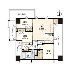 プラウド仙台錦町 3LDKの間取図画像