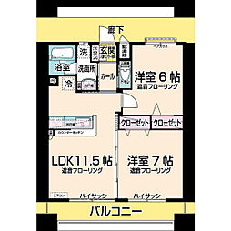 リビングステージ木町通 2LDKの間取図画像