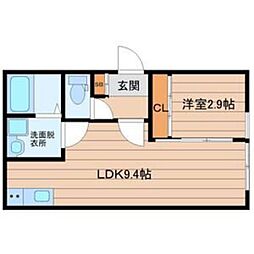 ウェルスビスタ連坊 1LDKの間取図画像