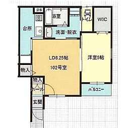 クオーレ木ノ下 1LDKの間取図画像