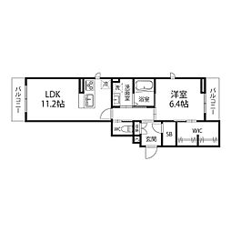 グロリアス広瀬川 1LDKの間取図画像
