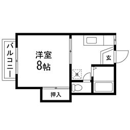 コーポ青葉 1Kの間取図画像
