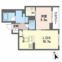 Bianca愛宕橋 1LDKの間取図画像