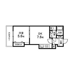 コンフォートEXE一番町 1DKの間取図画像