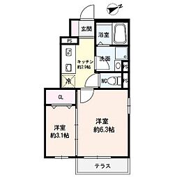 DエラングラースH仙台宮町 2Kの間取図画像