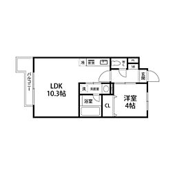 THEIOTHaranomachiβ 1LDKの間取図画像