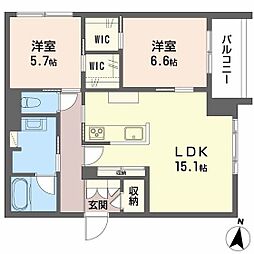 Albemarle上杉 2LDKの間取図画像